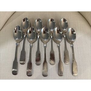 9 - Towle HAMMERSMITH‎ Glossy 18/8 Stainless Germany Flatware Oval Soup Spoons